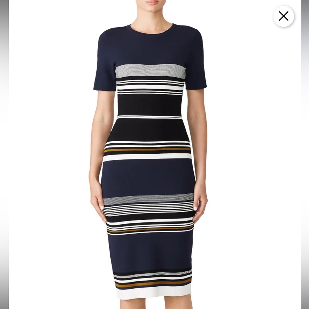 Diane Von Furstenberg Dasha Dress Stretch Knit Blue Striped